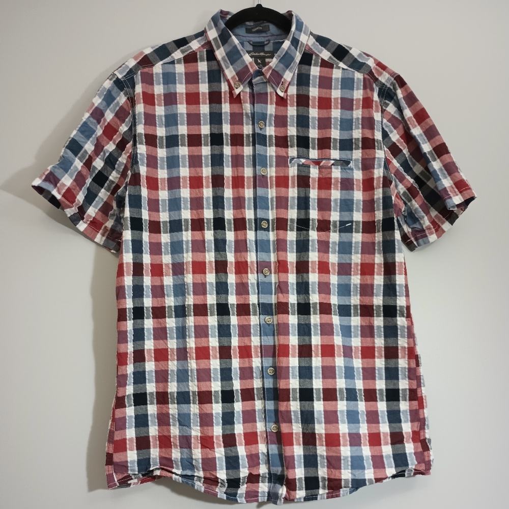 Men's Eddie Bauer Checkered Short Sleeve Shirt TL